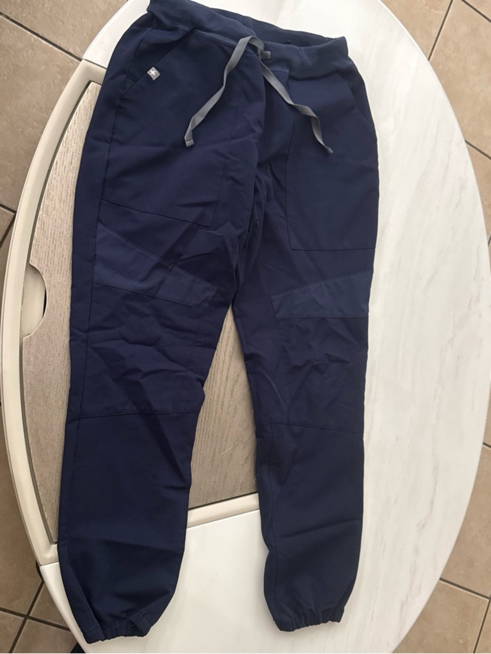 Figs Navy Jogger Scrub Pants with Gray Drawstring